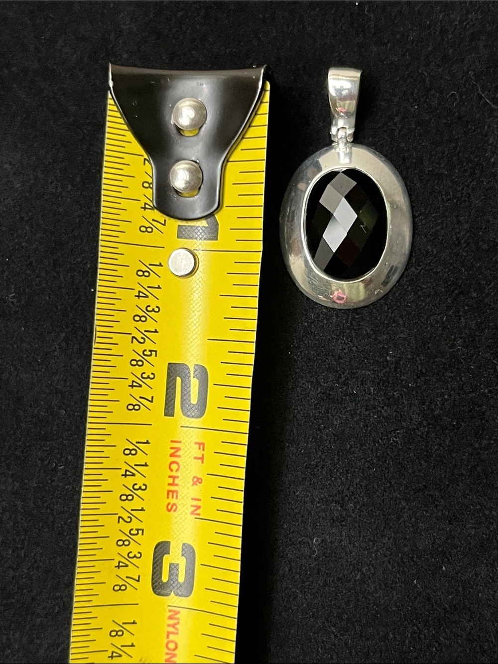 Sterling Silver Hand Hammered Onyx Pendant - Picture 4 of 4